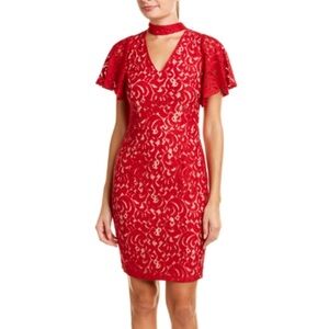 Alexia Admor Red Lace Open Back Dress, Size S